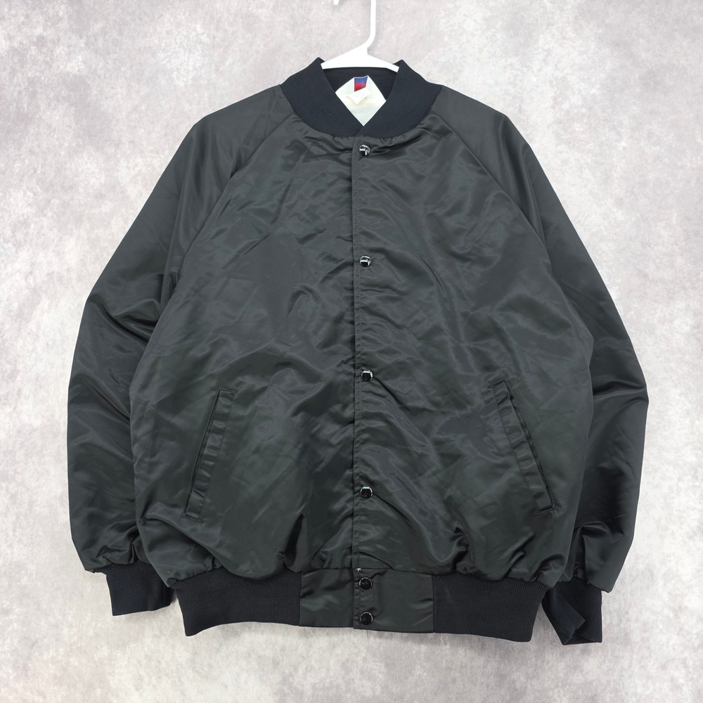 Vintage WestArk Bomber Jacket Mens XL Black Nylon Snap Front Made in USA 12600